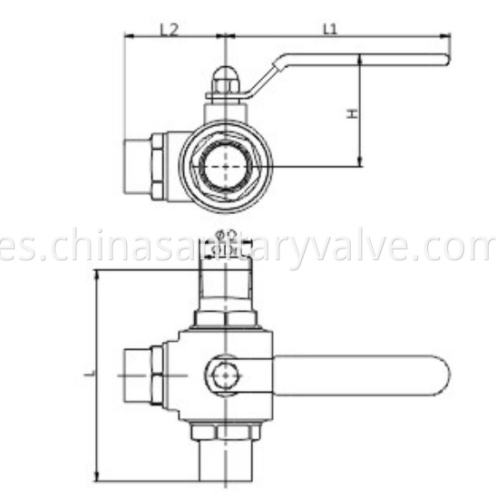 DIN Hygienic Three-Way Ball Valve Weld and Manual